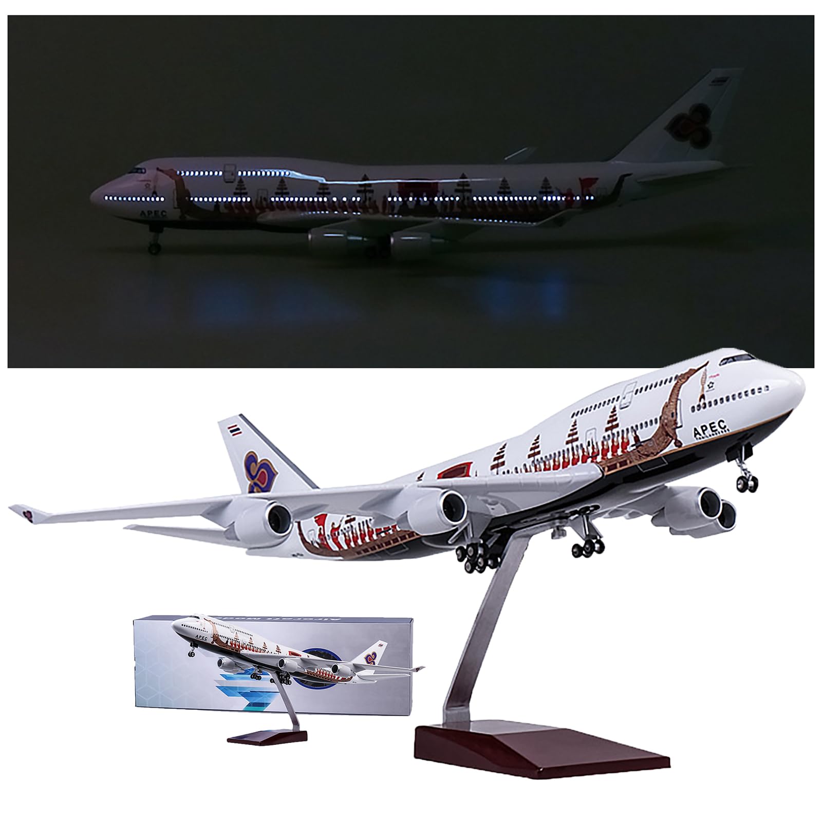 ✈Thailand／Boeing747 ドラゴン ボート1/150 Amazon.co.jp: ODddot 1:150 Airplane Model Thai Airways Thai